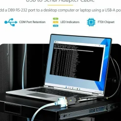 StarTech 3ft (1m) USB to Serial Adapter Cable, COM Retention, FTDI IC, DB9 RS232, Interchangeable DB9 Screws/Nuts, Windows/macOS/Linux
