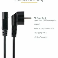 StarTech 6 ft 2 Prong European Power Cord for PC Computers