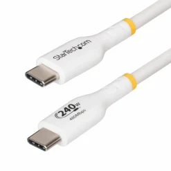 StarTech 3ft White USB-C Charging Cable, USB-IF Certified USB C Cable, 240W PD EPR, USB 2.0 Type-C Laptop Charger Cord, TPE Jacket