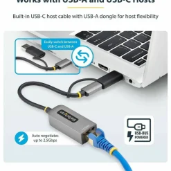 StarTech 2.5GbE USB-C to Ethernet Adapter with USB-A Converter, NBASE-T NIC, USB 3.0 Type-C 2.5/1G Multi Speed Network, USB 3.1 RJ45