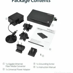 StarTech Gigabit Ethernet Copper-to-Fiber Media Converter, SM LC, 20 km, Ethernet Media Converter, GbE Converter, TAA