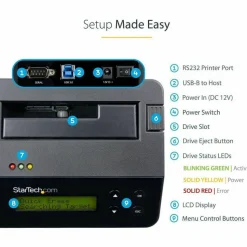 StarTech Hard Drive Eraser, Standalone HDD/SSD Sanitizer, 4Kn, Secure Erase Hard Disk Wiper Dock, Hardware Erasing Tool, TAA Compliant