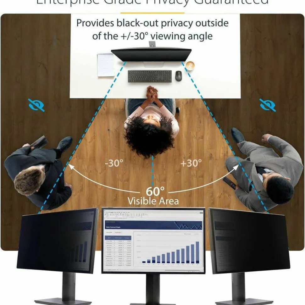 StarTech 24-inch 16:9 Computer Monitor Privacy Screen, Hanging Acrylic Filter, Monitor Protector/Shield, +/- 30 Deg., Glossy, TAA