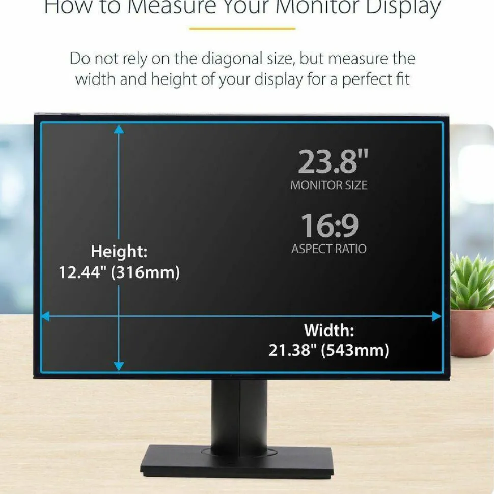 StarTech 23.8-inch 16:9 Computer Monitor Privacy Screen, Hanging Acrylic Filter, Monitor Protector/Shield, +/- 30 Deg., Glossy, TAA