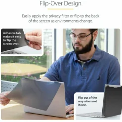 StarTech 14-inch 16:9 Flip-Over Privacy Screen w/Touch, Anti-Glare Privacy Filter, Laptop Monitor Screen Protector, Blue Light Filter