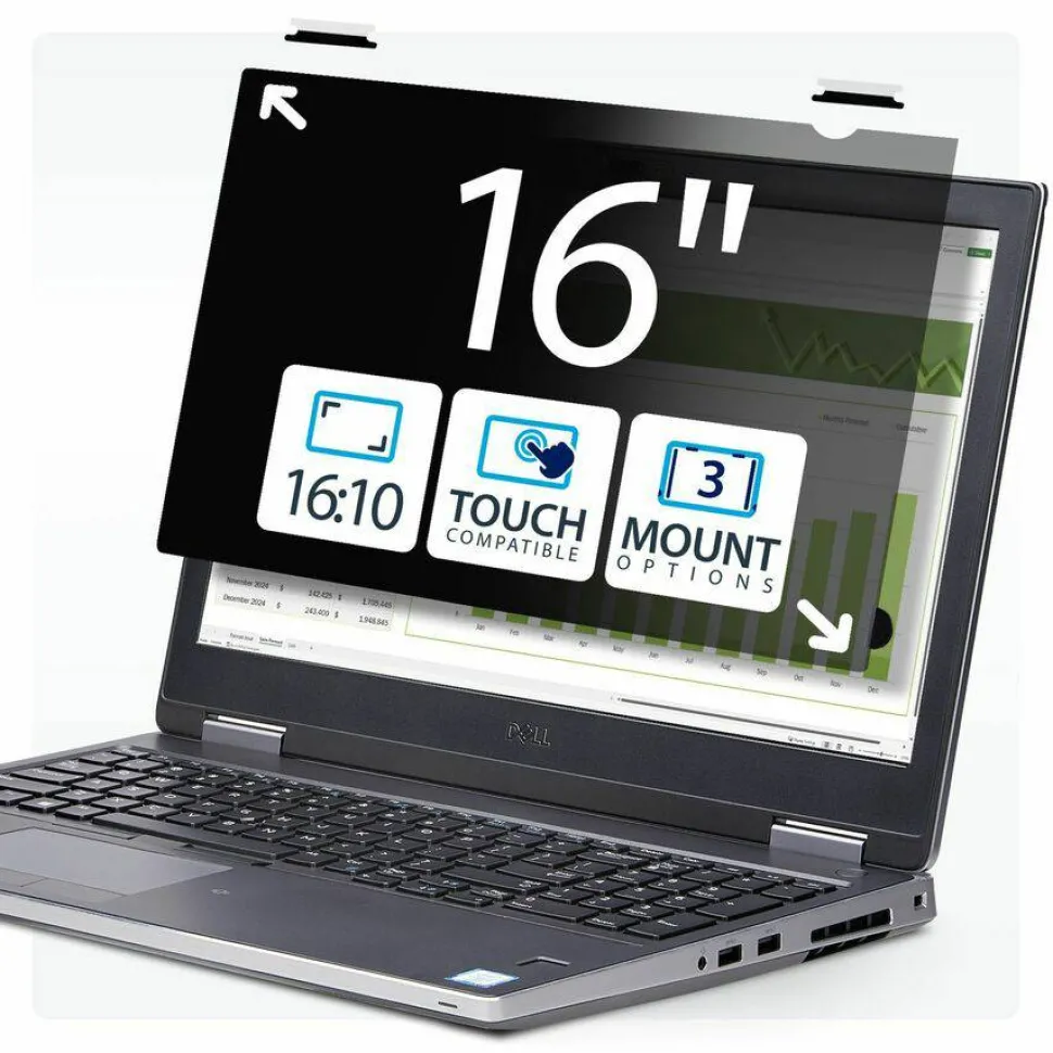 StarTech 16-inch 16:10 Flip-Up Privacy Screen w/Touch, Anti-Glare Privacy Filter, Laptop Monitor Screen Protector, Blue Light Filter