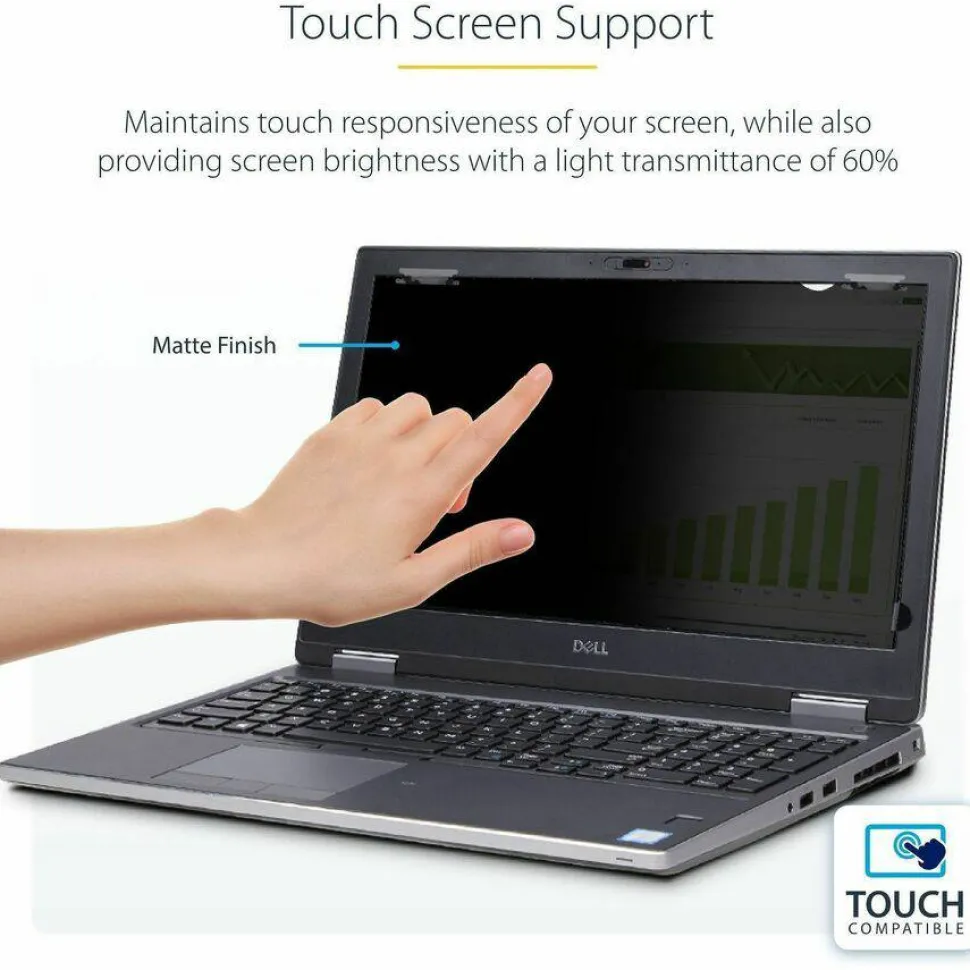 StarTech 16-inch 16:10 Flip-Up Privacy Screen w/Touch, Anti-Glare Privacy Filter, Laptop Monitor Screen Protector, Blue Light Filter