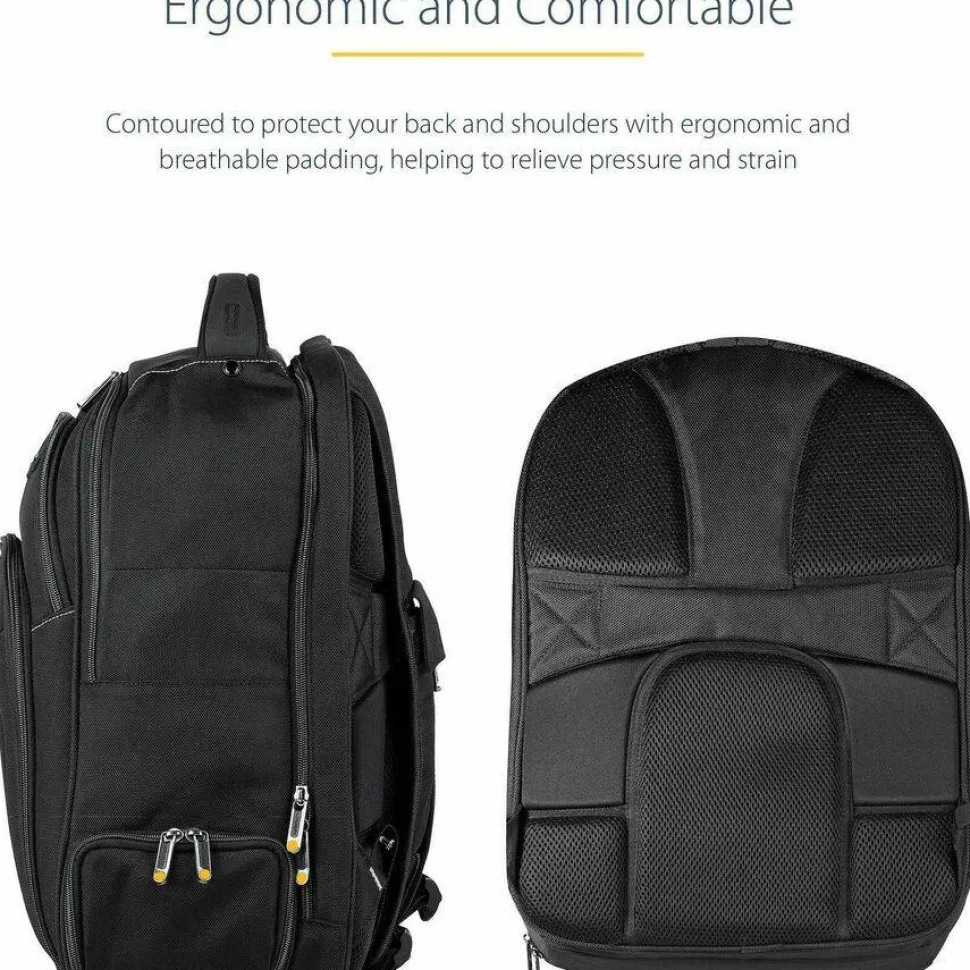 StarTech 17.3" Laptop Backpack w/ Removable Accessory Case, Professional IT Tech Backpack for Work/Travel/Commute, Nylon Computer Bag