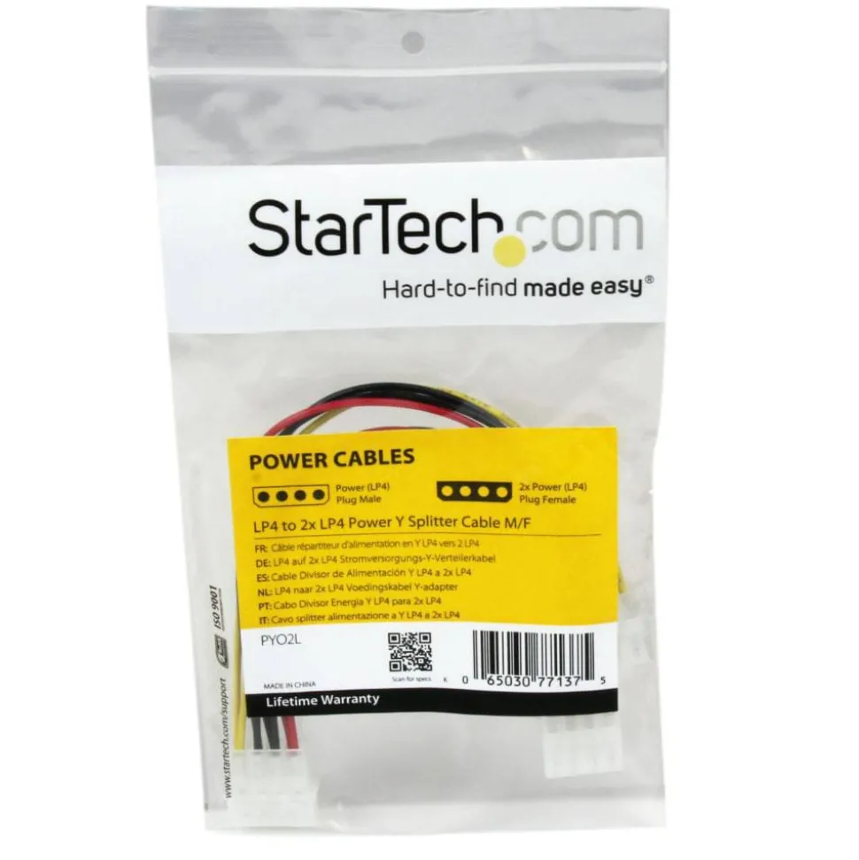 StarTech LP4 to 2x LP4 Power Y Splitter Cable - Power cable - 4 pin internal power (F) - 4 pin internal power (M)