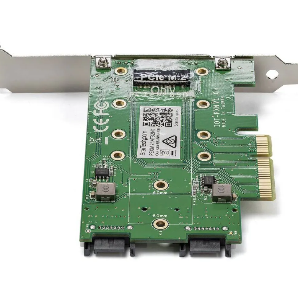 StarTech M.2 Adapter - 3 Port - 1 x PCIe (NVMe) M.2 - 2 x SATA III M.2 - SSD PCIE M.2 Adapter - M2 SSD - PCI Express SSD, TAA