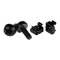 StarTech M6 x 12mm, Screws and Cage Nuts, 50 Pack, Black, M6 Mounting Screws & Cage Nuts for Server Rack & Cabinet, TAA