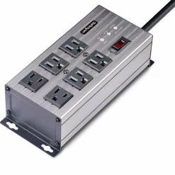 StarTech 6-Outlet Industrial Power Strip 125V/15A, EMI/RFI Isolation, Surge Prot., Mountable PDU, 8ft NEMA 5-15P Cord, UL Listed, TAA