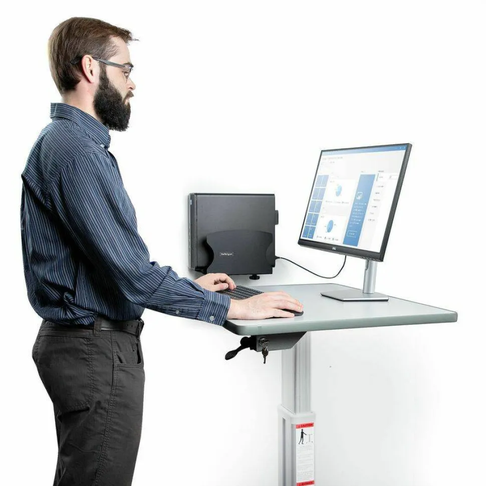 StarTech PC Wall Mount Bracket For Desktop Computers Up To 40lb, Toolless Width Adjustment 1.9-7.8in (50-200mm), Tower/Case Shelf, TAA