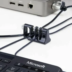 StarTech Peripheral Cable Anchor Lock, Secure Keyboard/Mouse For Shared Computer, Metal Plate Cable Trap, Use w/Laptop Lock Cable, TAA
