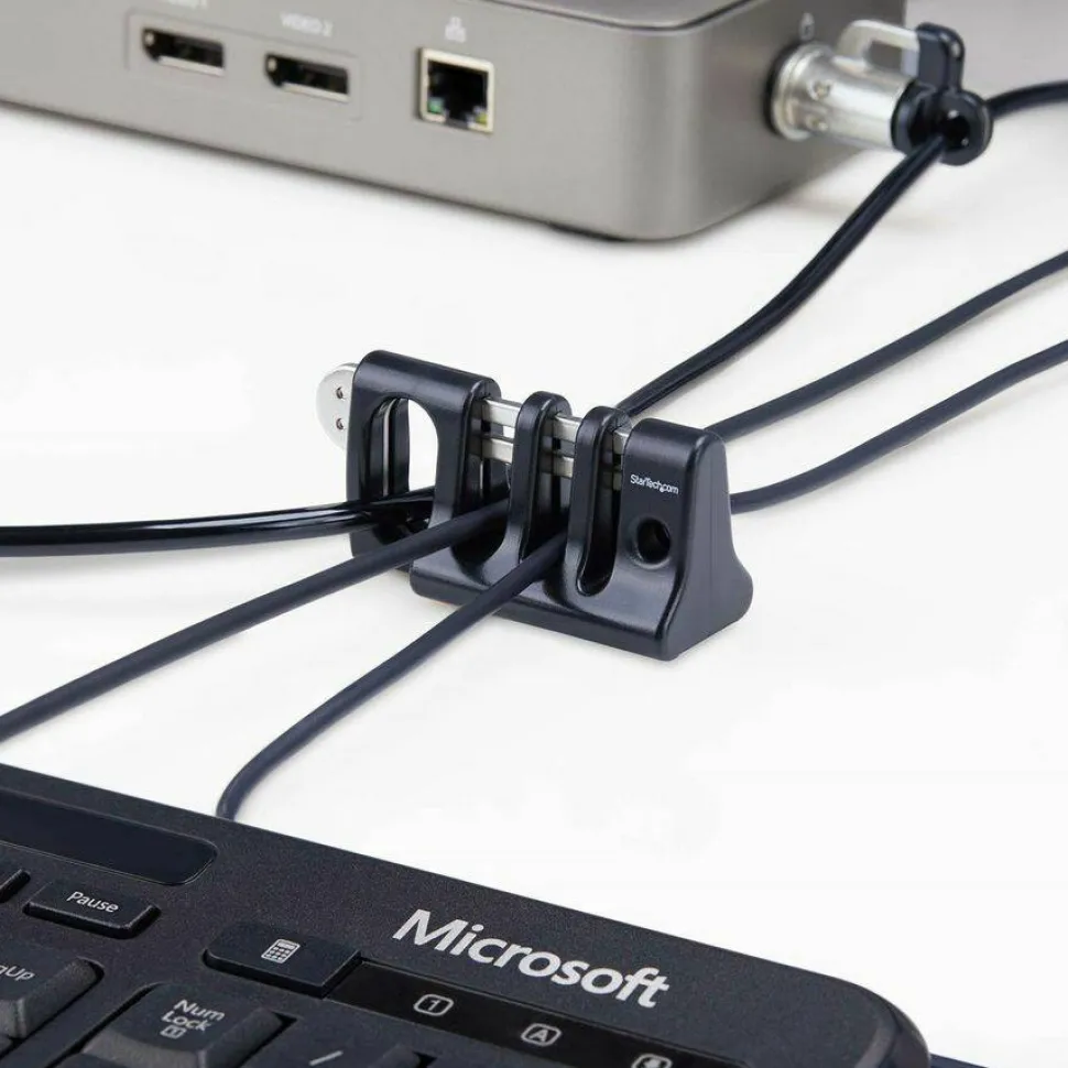 StarTech Peripheral Cable Anchor Lock, Secure Keyboard/Mouse For Shared Computer, Metal Plate Cable Trap, Use w/Laptop Lock Cable, TAA