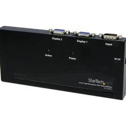StarTech 2 Port High Resolution VGA Video Splitter with Built-in Amplifier, 350 MHz, VGA Splitter 1 x 2, 2048x1536 80Hz, TAA Compliant