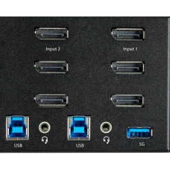 StarTech 2 Port Triple Monitor DisplayPort KVM Switch, 4K 60Hz UHD HDR, DP 1.2, 2 Port USB 3.0 Hub, 4x USB HID, Audio, Hotkey, TAA