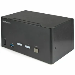 StarTech 2 Port Triple Monitor DisplayPort KVM Switch, 4K 60Hz UHD HDR, DP 1.2, 2 Port USB 3.0 Hub, 4x USB HID, Audio, Hotkey, TAA