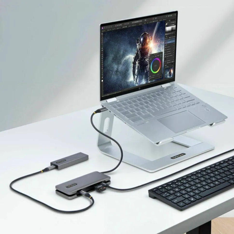 StarTech 4-Port USB-C Hub, USB 3.2 Gen 2, 10Gbps, 100W Power Delivery Pass-Through, 12.6in (32cm) Cable, Portable USB Expansion Hub