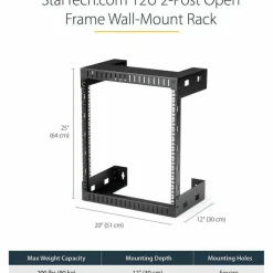 StarTech 2-Post 12U Heavy-Duty Wall-Mount Network Rack, 19