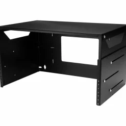 StarTech 2-Post 4U Open Frame Wall Mount Network Rack with Built-in Shelf and Adjustable Depth, Computer Rack for IT Equipment, TAA