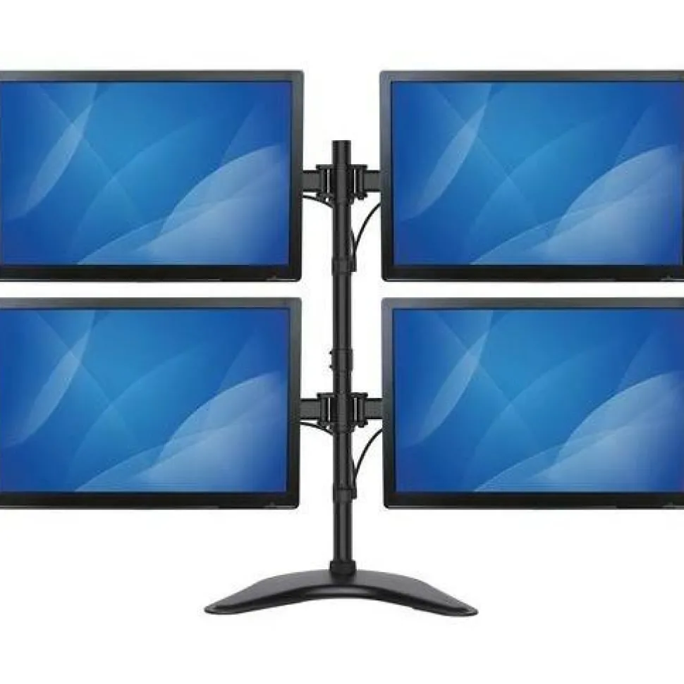StarTech Quad Monitor Stand, Crossbar, Steel, Monitors up to 27" (17.6lb/8kg), VESA Monitor, Computer Monitor Stand, Monitor Arm