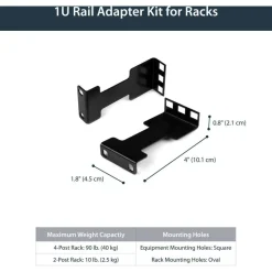StarTech Rail Depth Adapter Kit for Server Racks, 4 in. (10 cm) Rack Extender, 1U, TAA