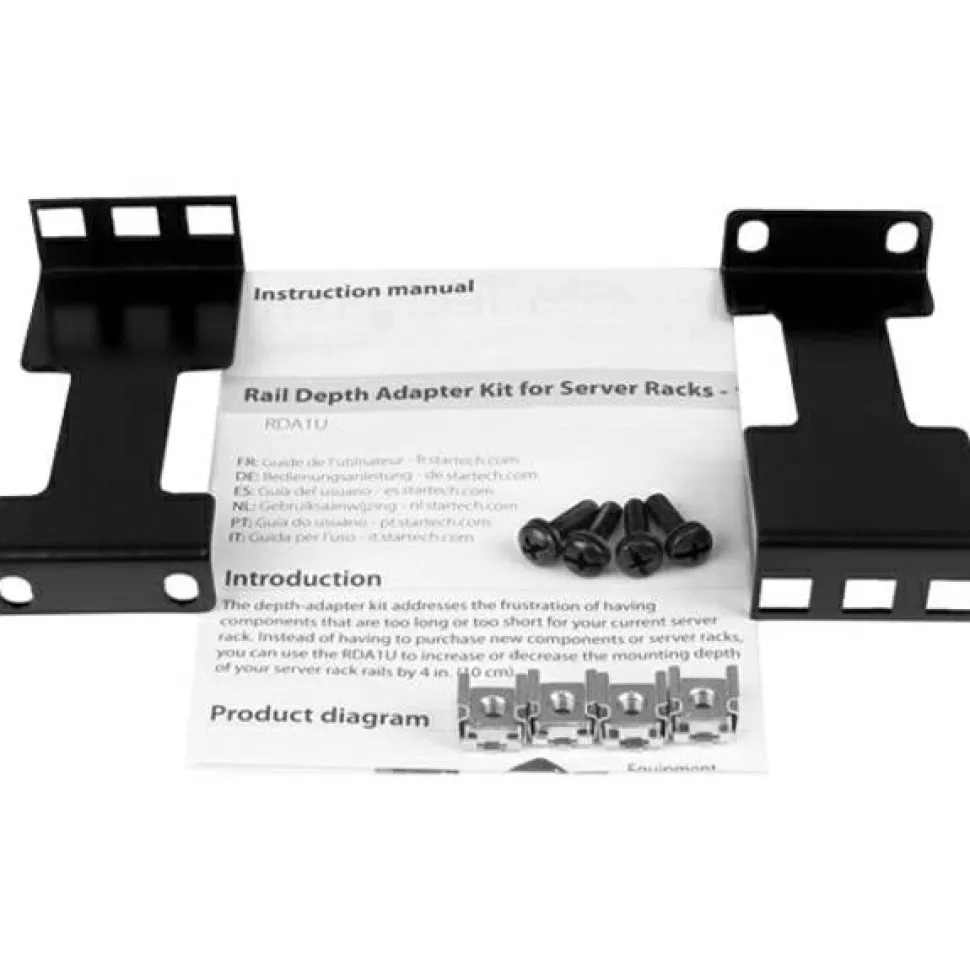 StarTech Rail Depth Adapter Kit for Server Racks, 4 in. (10 cm) Rack Extender, 1U, TAA