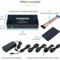StarTech 1:1 Standalone Hard Drive Duplicator and Eraser, SAS/SATA HDD/SSD Cloner/Copier & Disk Eraser/Sanitizer/Wiper, Toolless, TAA