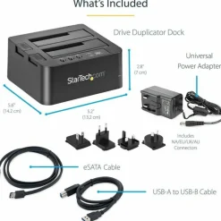 StarTech Standalone Hard Drive Duplicator Dock, External Dual Bay HDD/SSD Cloner/Copier, USB 3.0 / eSATA, SATA Disk Cloning / Recovery