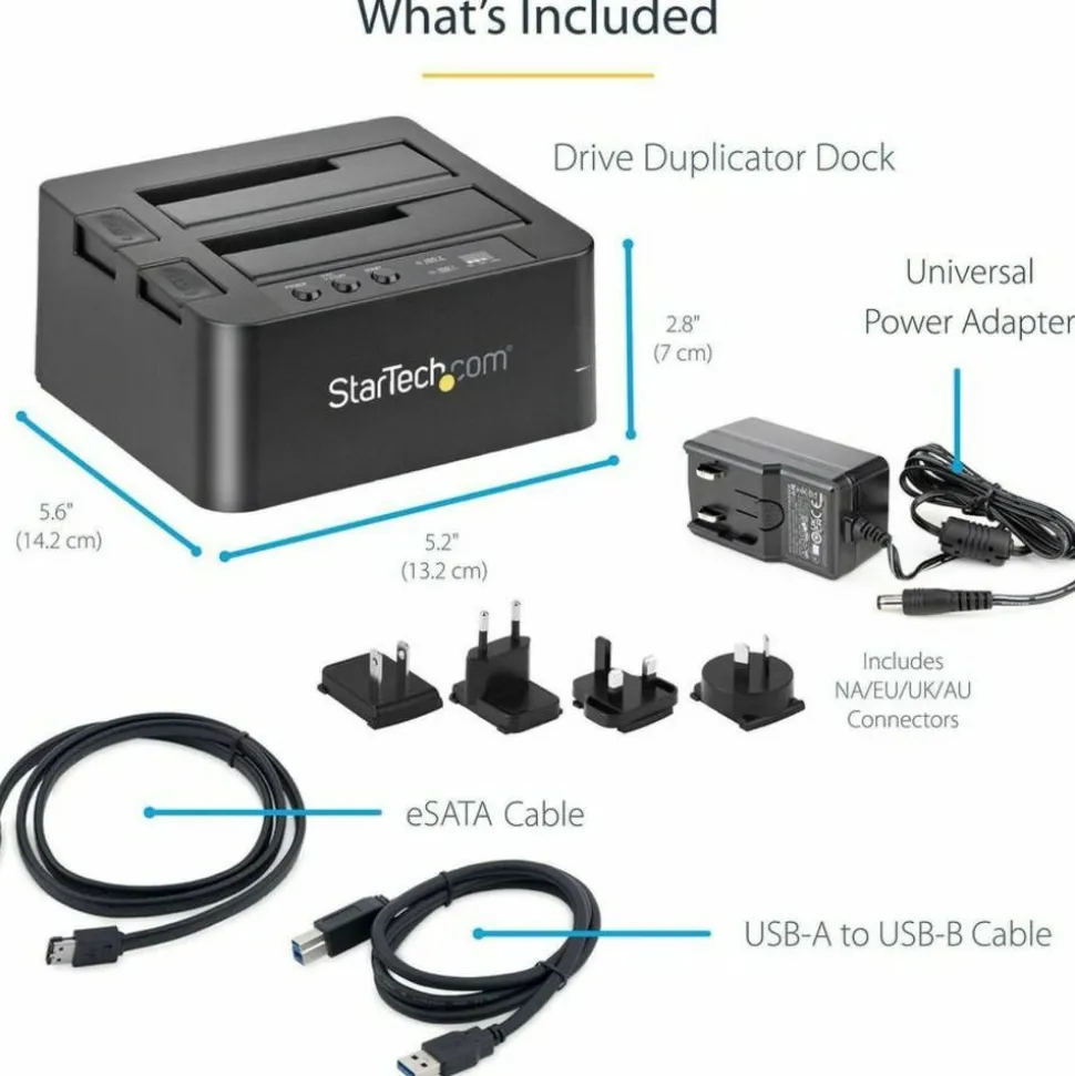StarTech Standalone Hard Drive Duplicator Dock, External Dual Bay HDD/SSD Cloner/Copier, USB 3.0 / eSATA, SATA Disk Cloning / Recovery