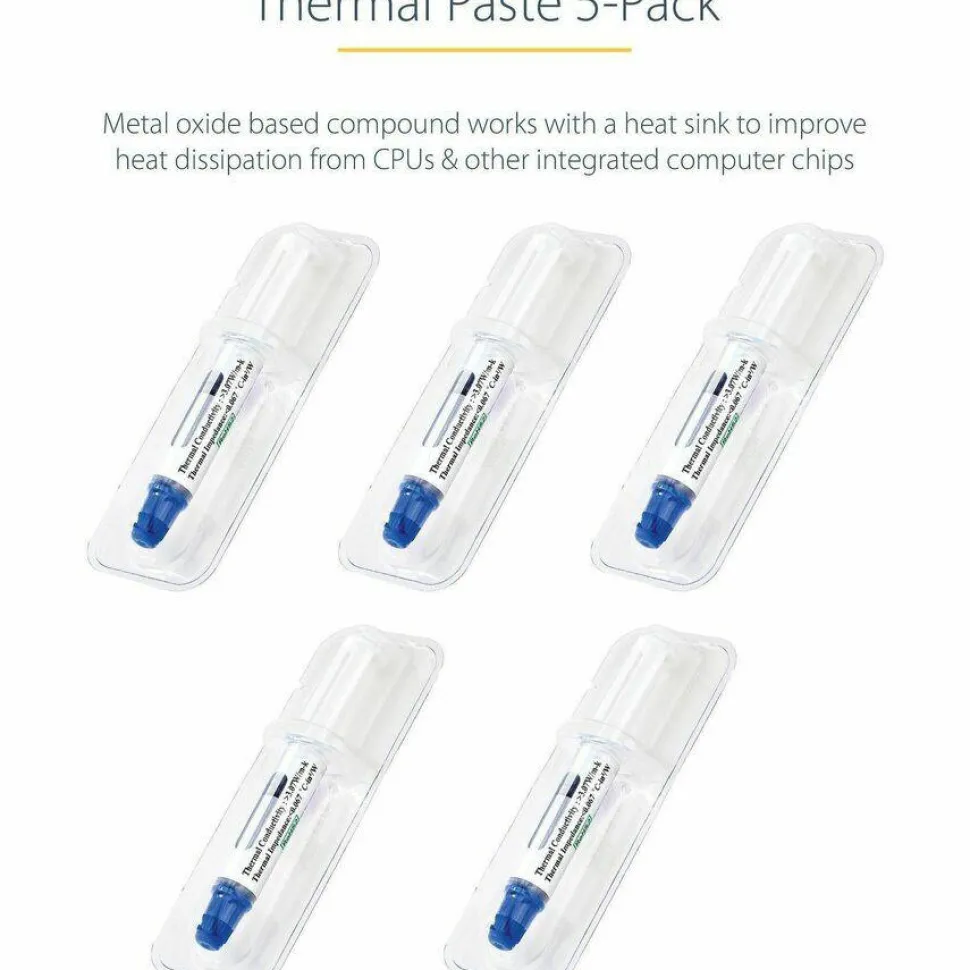 StarTech Thermal Paste, Pack of 5 Syringes (1.5g/ea), Metal Oxide Heat Sink Compound, CPU Paste