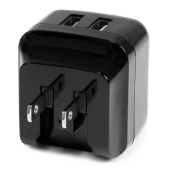 StarTech Travel USB Wall Charger - 2 Port - Black - Universal Travel Adapter - International Power Adapter - USB Charger