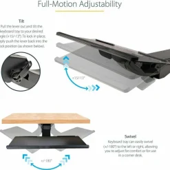 StarTech Under Desk Keyboard Tray, Height Adjustable Keyboard and Mouse Tray (10