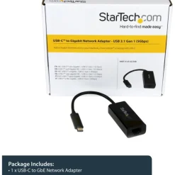 StarTech USB C to Gigabit Ethernet Adapter - Thunderbolt 3 - 10/100/1000Mbps - Black