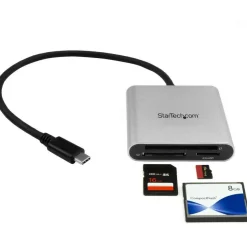 StarTech USB 3.0 Flash Memory Multi-Card Reader / Writer with USB-C - SD microSD and CompactFlash Card Reader w/ Integrated USB-C Cable