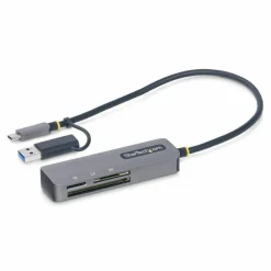 StarTech USB 3.0 Multi-Media Memory Card Reader, SD/microSD/CompactFlash, USB-C 5Gbps External Card Reader with Attached USB-A Adapter