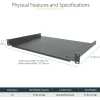 StarTech 1U Server Rack Cabinet Shelf - Fixed 12" Deep Cantilever Rackmount Tray for 19" Data/AV/Network Enclosure w/cage nuts, screws