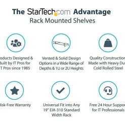 StarTech 1U Server Rack Cabinet Shelf - Fixed 12