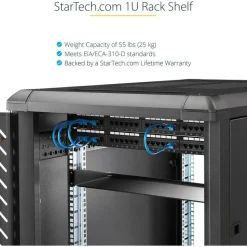 StarTech 1U Server Rack Cabinet Shelf - Fixed 12