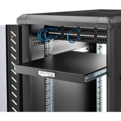 StarTech 1U Sliding Server Rack Mount Keyboard Shelf Tray, 55lbs (25Kg), 22in (55cm) Deep Steel Pull Out Drawer for 19