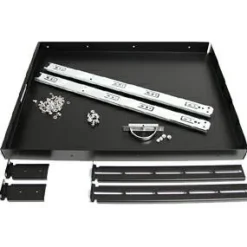 StarTech 1U Sliding Server Rack Mount Keyboard Shelf Tray, 55lbs (25Kg), 22in (55cm) Deep Steel Pull Out Drawer for 19