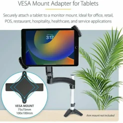 StarTech VESA Mount Adapter for Tablets 7.9 to 12.5in, Up to 2kg /4.4lb, 75x75/100x100, Universal Anti-Theft Tablet VESA Mount Clamp