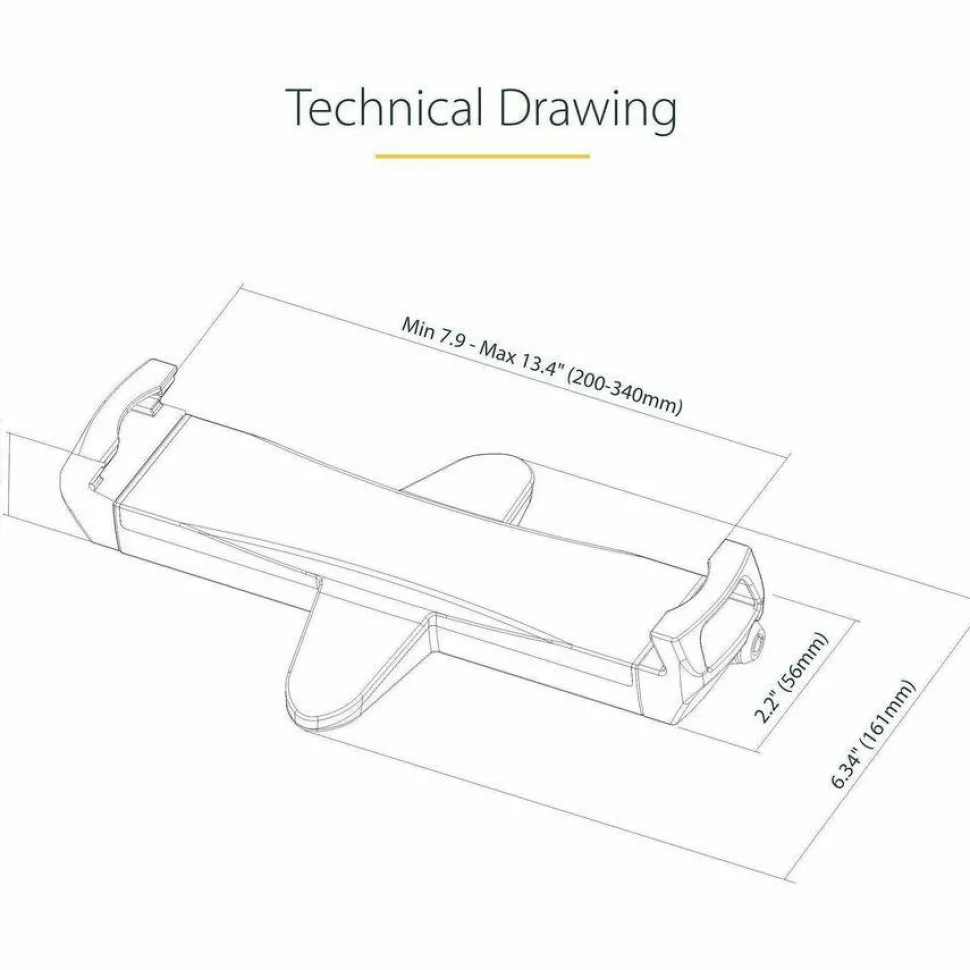StarTech VESA Mount Adapter for Tablets 7.9 to 12.5in, Up to 2kg /4.4lb, 75x75/100x100, Universal Anti-Theft Tablet VESA Mount Clamp