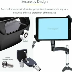 StarTech VESA Mount Adapter for Tablets 7.9 to 12.5in, Up to 2kg /4.4lb, 75x75/100x100, Universal Anti-Theft Tablet VESA Mount Clamp