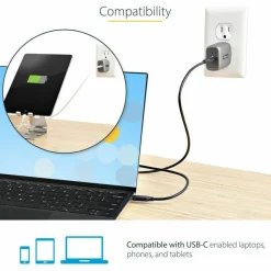 StarTech 30W USB-C Wall Charger, Portable GaN Charger with USB Power Delivery Fast Charging, 6ft Cable, USB-C Charger