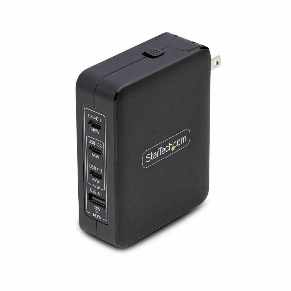 StarTech 140W USB-C Wall Charger, 3x USB-C/1x USB-A, PD 3.1 Portable GaN Power Adapter for MacBook Pro/Max/Dell XPS/Inspiron/Precision