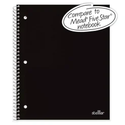 Stellar Poly Notebook, 8-1/2" x 11", 1 Subject, College Ruled, 100 Sheets, Black