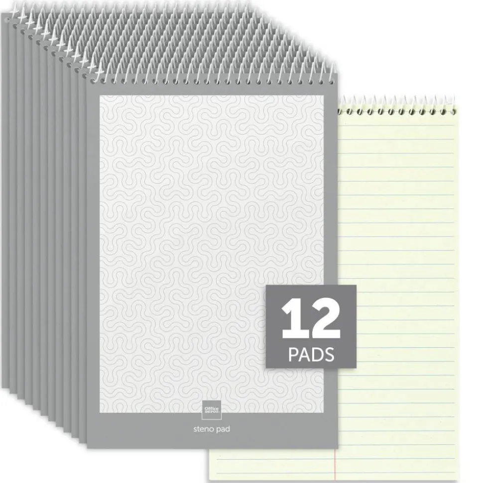 Steno Books, 6" x 9", Gregg Ruled, 70 Sheets, Greentint, Pack Of 12