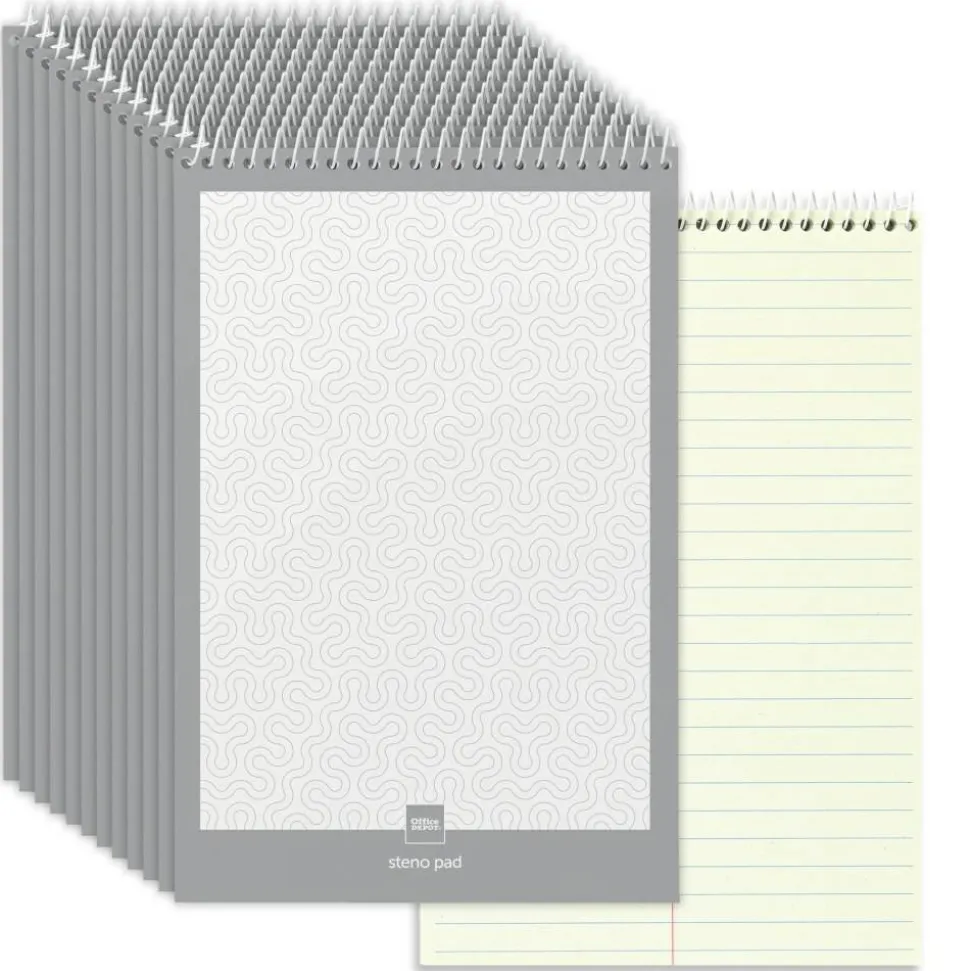 Steno Books, 6" x 9", Gregg Ruled, 70 Sheets, Greentint, Pack Of 12